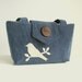 Corduroy Wayfarer Purse - Bird Applique - Handmade - Slate Blue