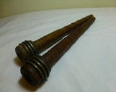 Pair of Antique Turned Wood Spools From Textile Mill