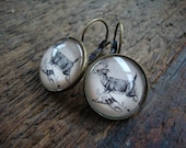 oh deer earrings, animal jumping in woods, outdoors, earthy, nature - wedding, bride, bridesmaids gift