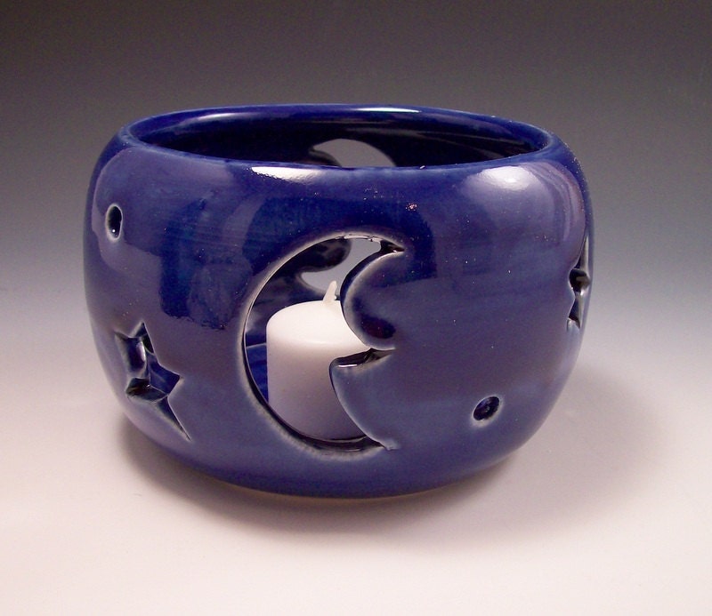 Pottery Carved Moon and Star Candle Shelter