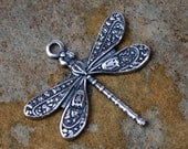 4 Antique Silver Small Dragonfly Charms 18mm x 15mm -  Trinity Brass