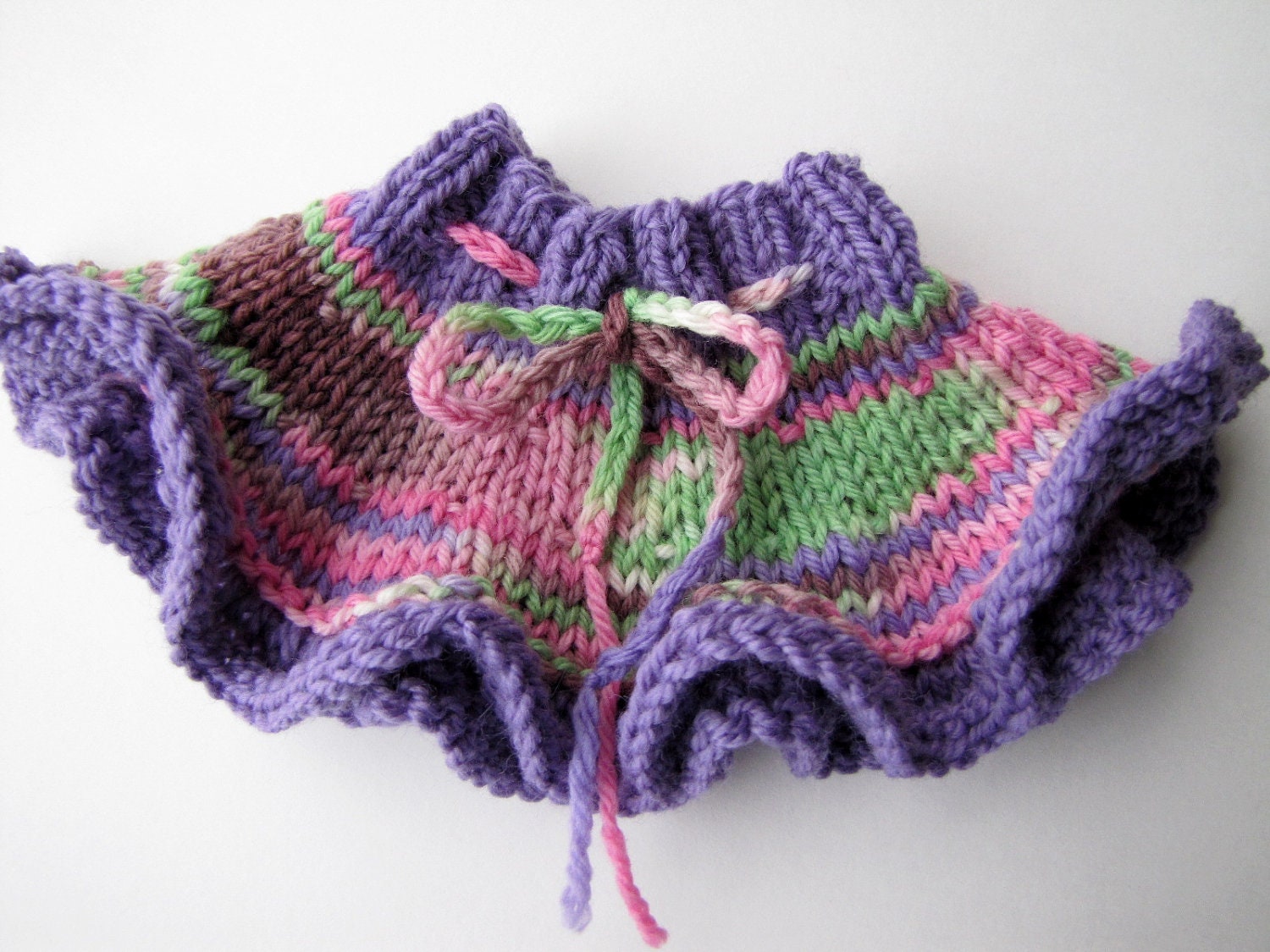 Hand Knit 12-16 inch Ruffled Waldorf Doll Skirt Ready To Ship