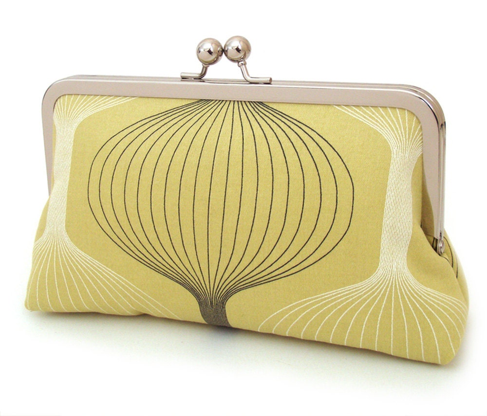Luna clutch : Silk-lined chartreuse purse