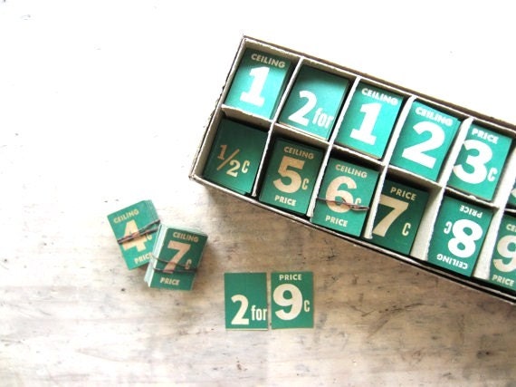 Vintage Price Tags 1940's General Store Numbers