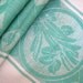 French Linen Kitchen Towel Green Cameo Green Beans on Oatmeal Linen Circa 1960 Vintage Mid Century