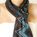 Chevron Scarf. Loop Scarf .Cowl Scarf. Circle Scarf. Brown and Blue. Jersey Scarf