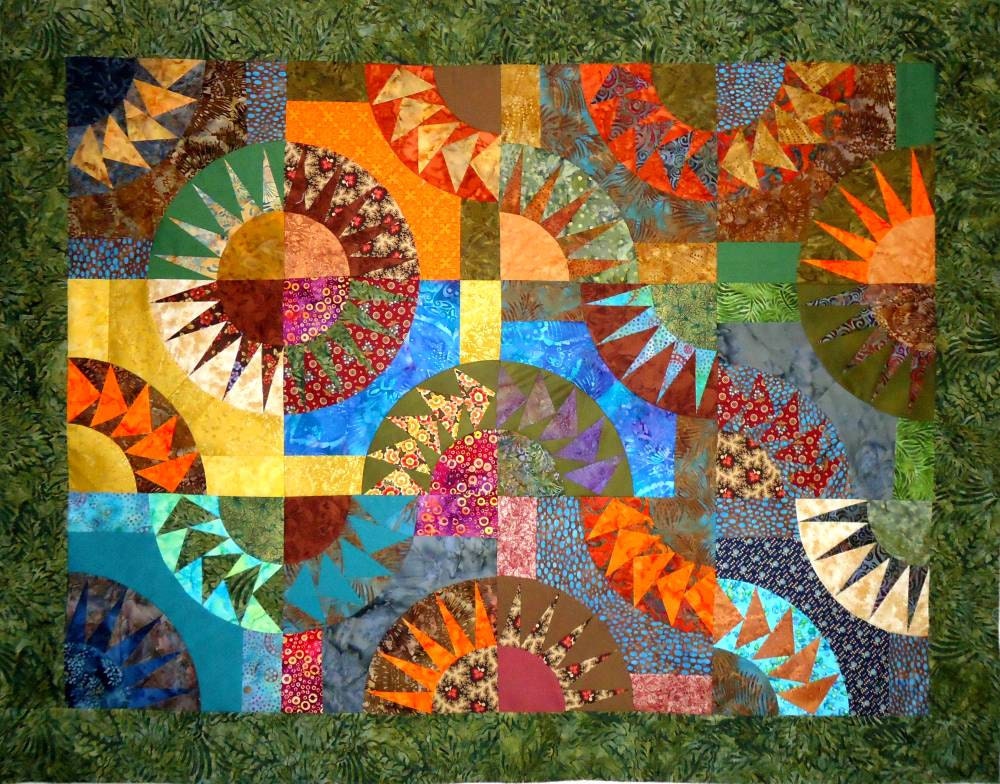 Quilt Top New York Beauty and Flying Geese Textile Art Ready to Quilt Wallhanging by Patchmaker