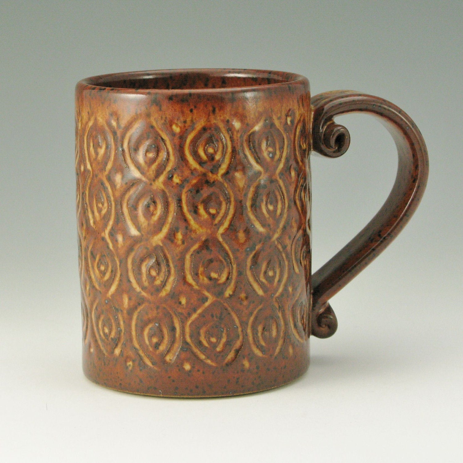 Joyful Coffee Mug, 16 Ounce Mug, Tea Mug, Honey Brown Mug, Ready To Ship