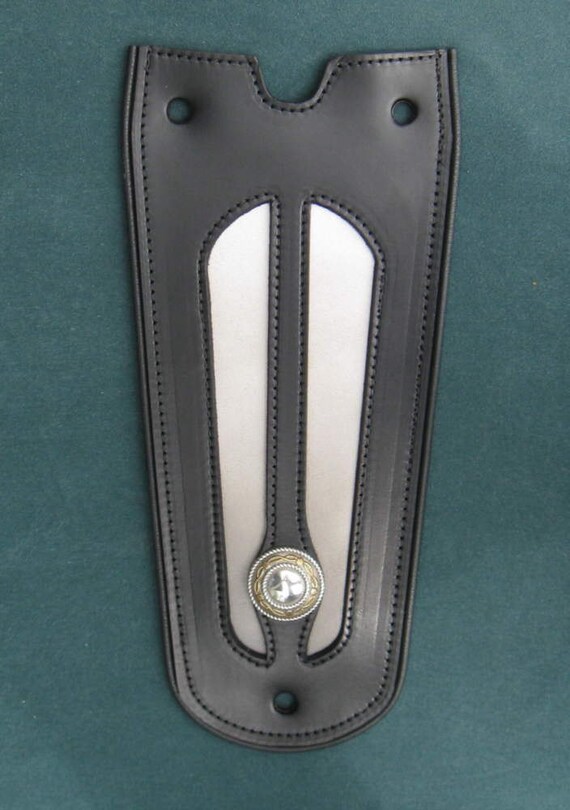 Items similar to Leather Fender Bib w/ white inlay HarleyDavidson