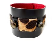 Leopard Print Safari Leather Cuff, Fashion Leather Jewelry