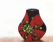 Flower Vase - Red Poppy Tear Drop Vase - Bold Vibrant Graphic Floral Ceramic Pottery Modern Home Decor and Gifts RP-402