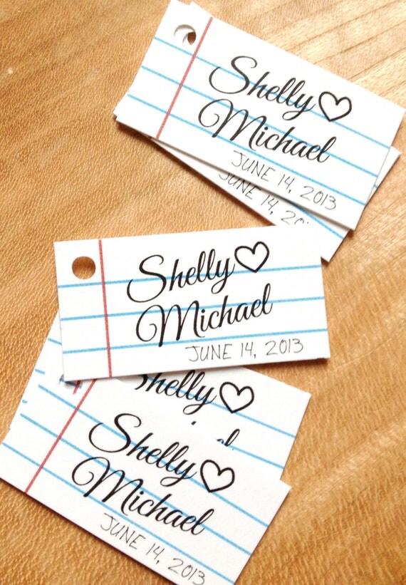 Wedding Favor Tags - School Style Mini Gift Tags - Wedding Gift Tags ...