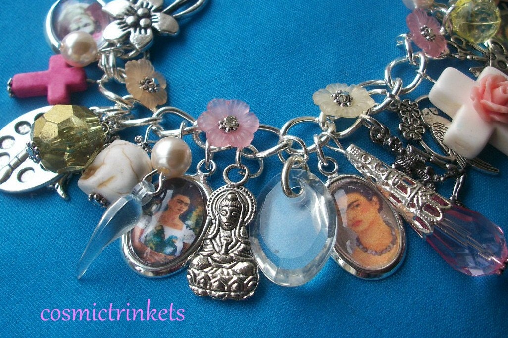 Frida Kahlo Glass Pictures Charm Bracelet