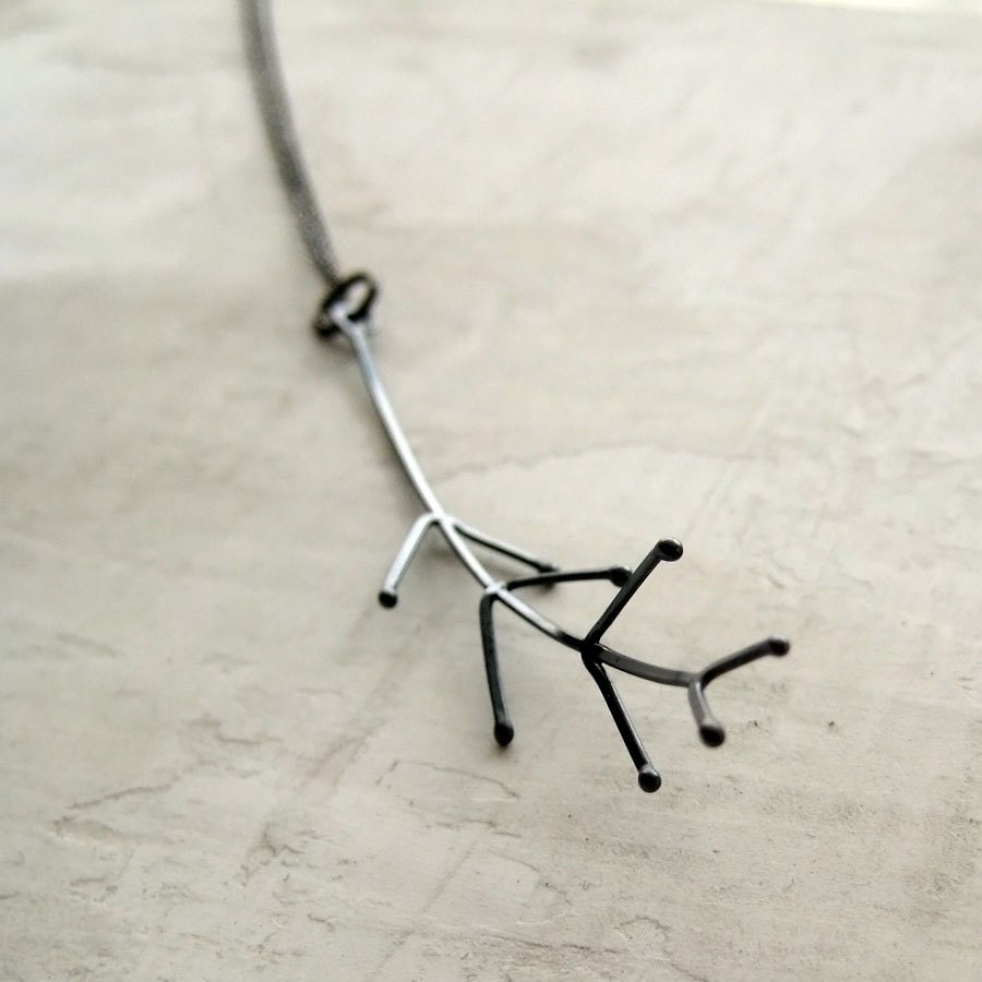 Sketch 4 Pendant - forest inspired long black curvy branch pendant