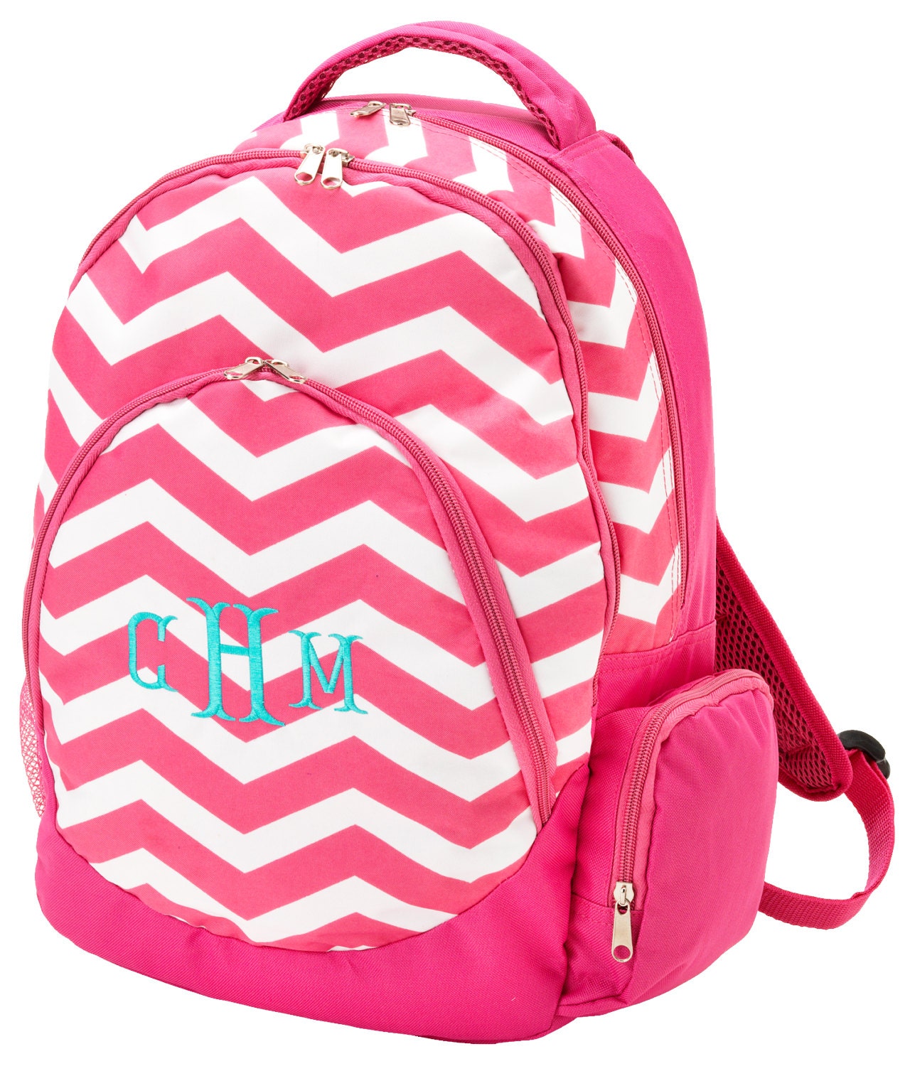 Monogrammed Backpack Hot Pink Chevron School Bookbag