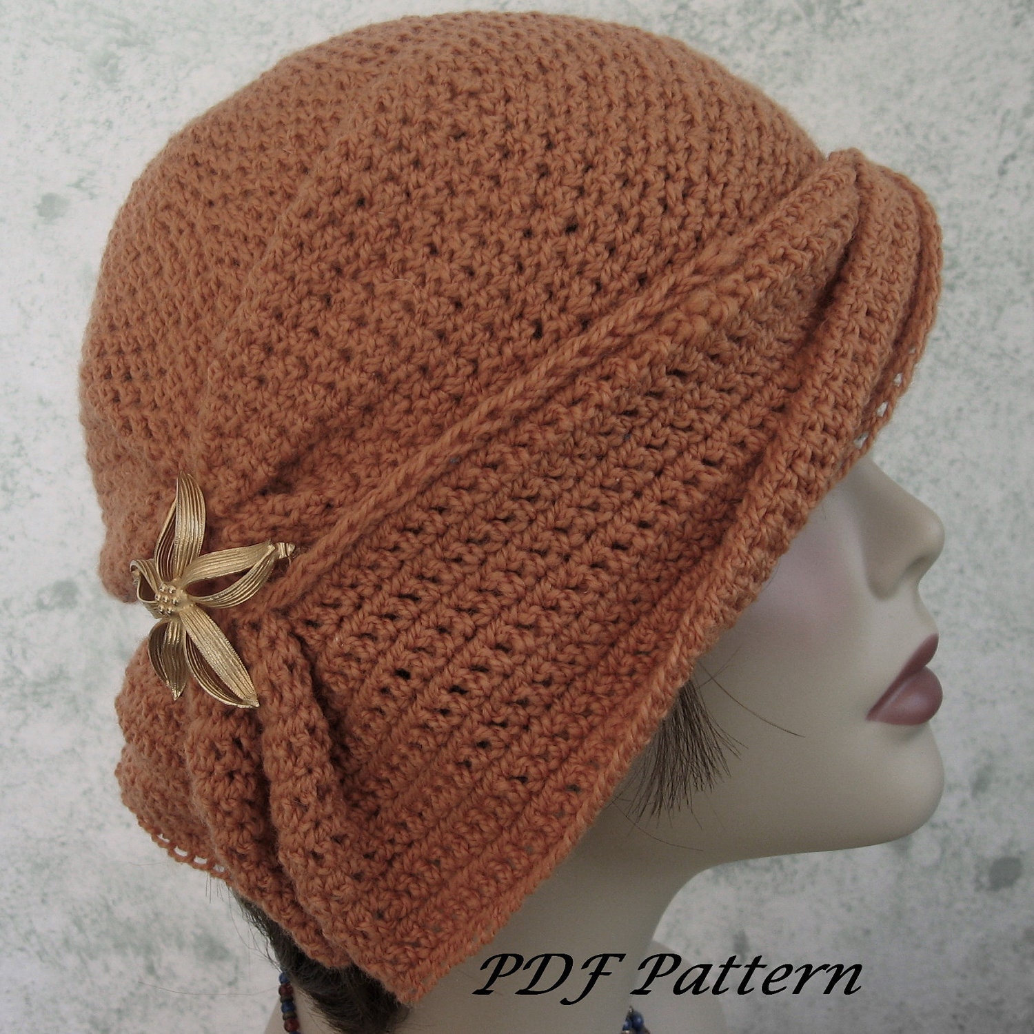 Crochet HAT PATTERN- Cloche With Side Gathers And Draped Brim  PDF Resell finished
