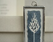 blue tree watercolor pendant