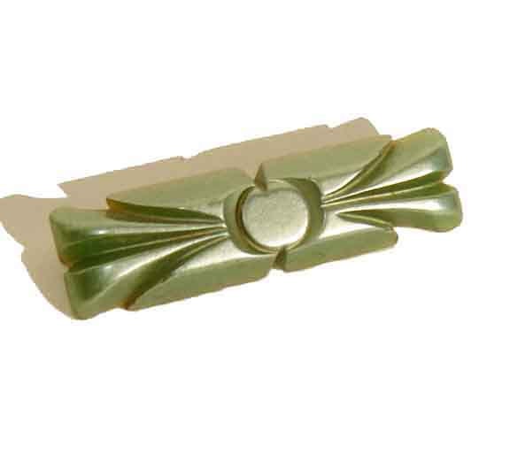 Vintage 40s Bakelite Brooch Art Deco Green Pearlized Pin