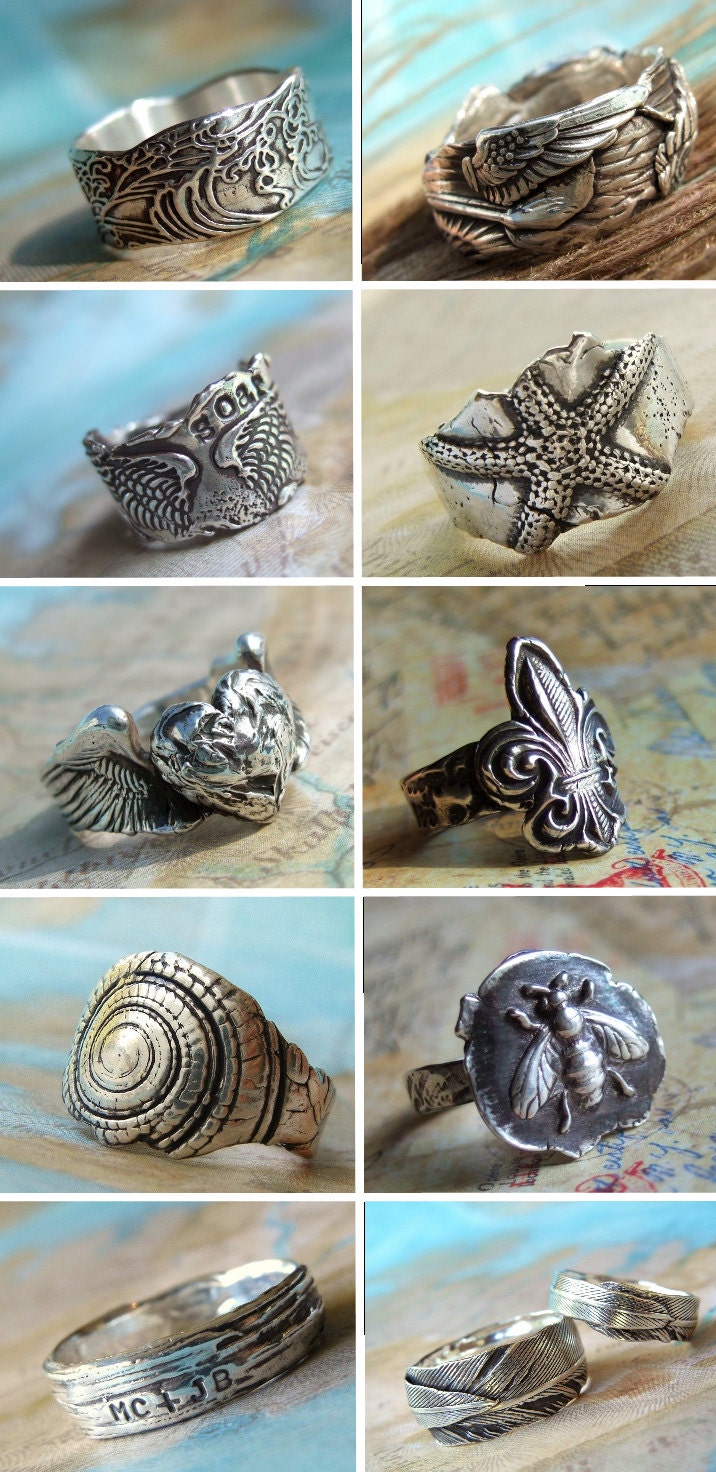 Nautical Silver Ring, Ocean Waves Design in Eco Friendly Recycled Fine Silver, Nautical Jewelry Custom Size 4 5 6 7 8 9 10 11 12 13 14