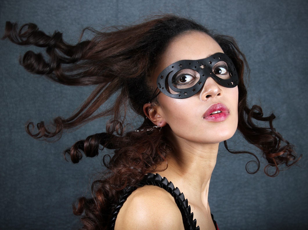 Moon and Stars Leather mask in black