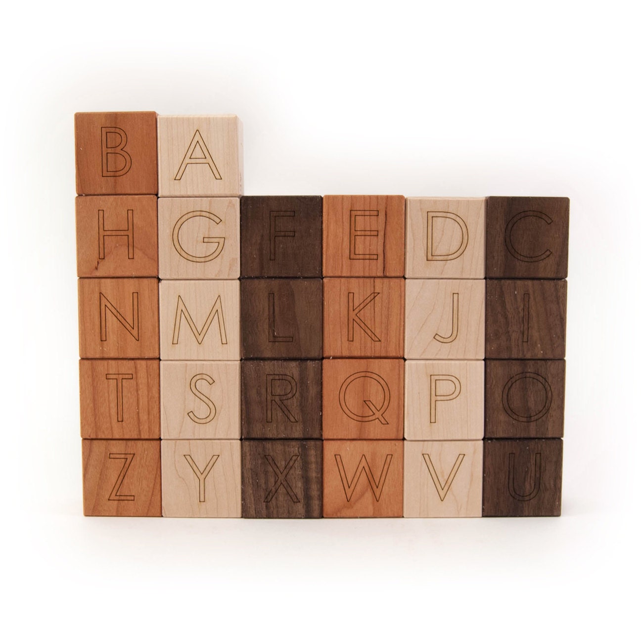 asl alphabet block set, sign language wooden block toy