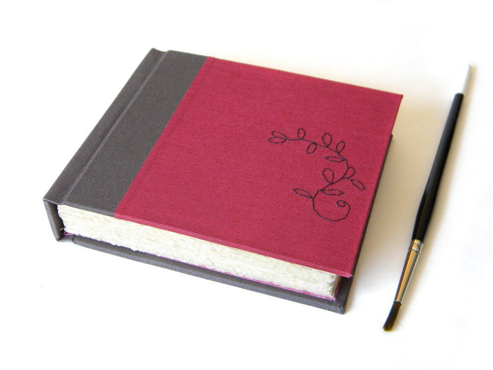 Small Handmade Sketchbook - Wet and Dry Media - Mauve and Gray - Gifts for Artists