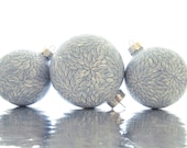 Winter Wonderland: Set of 3 Blue and White Painted Glass Ornament - PearlesPainting