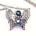 Steampunk Necklace - A Vintage Clockwork Butterfly & Light Sapphire Blue and Montana Swarovski Crystals - PROMPTLY SHIPPED Steampunk Jewelry