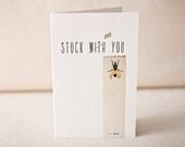 Letterpress & Foil Stamped Greeting Card - Stuck On You, Bamboo paper, kraft paper envelope, CF4-43T