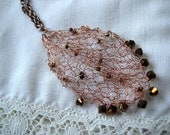 Knitted with wire  copper leaf pendant necklace