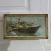 Antique Art Framed Print Victorian Girl Woman Canoe Boat