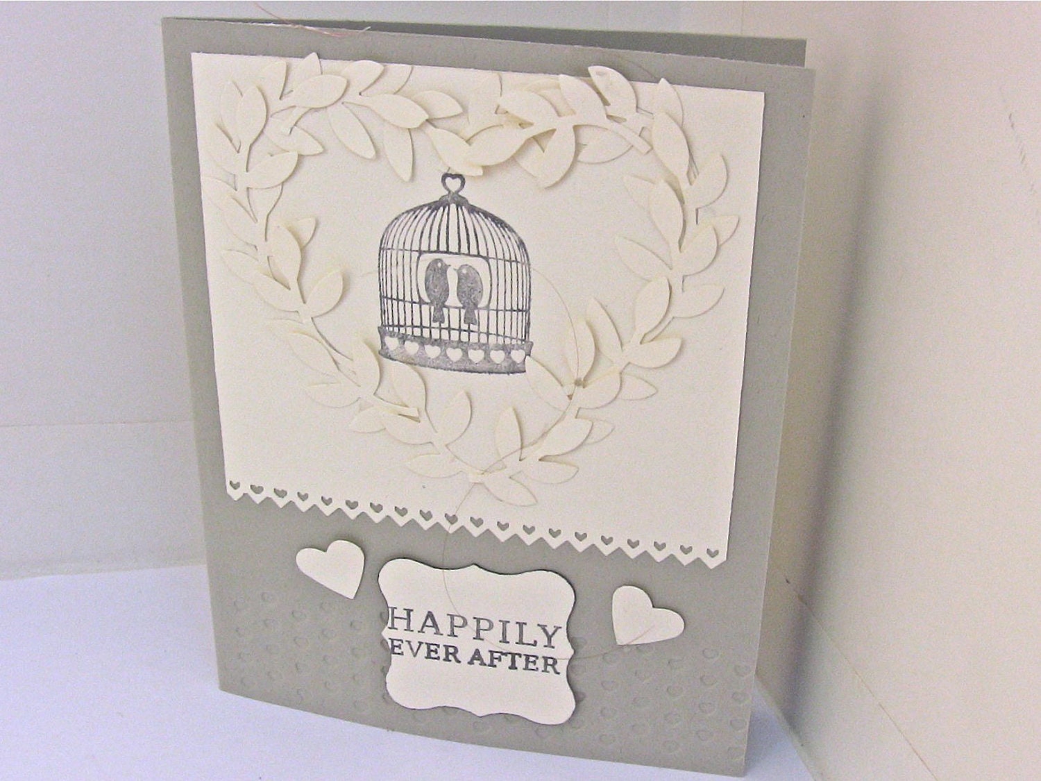 Wedding Card Handmade or Handcrafted Bridal Shower Card with Hearts and Love Birds