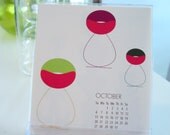 2014 Calendar - Organic abstract shapes - Colorful - Handmade - Modern calendar - 12 unique designs - 5 x 5.5"