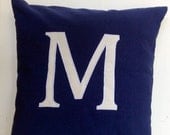 Navy Alphabet- Word Monogram Pillows Navy Blue Custom made Decorative Pillows 18 inches Throw Pillow