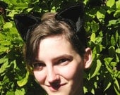 All Black Clip On Kitty Cat Costume Ears Hair Accessory