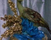 Peacock Extra Large Ribbon Tree in Turquoise & Golds For Year Round Decor