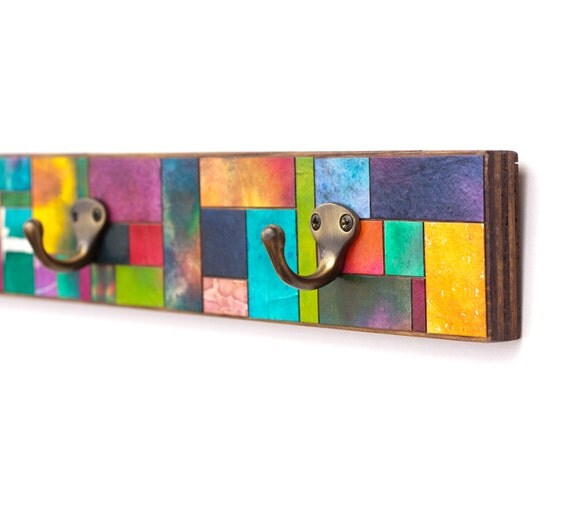 Handmade  Paper Colorful Geometric Mosaic Coat Rack