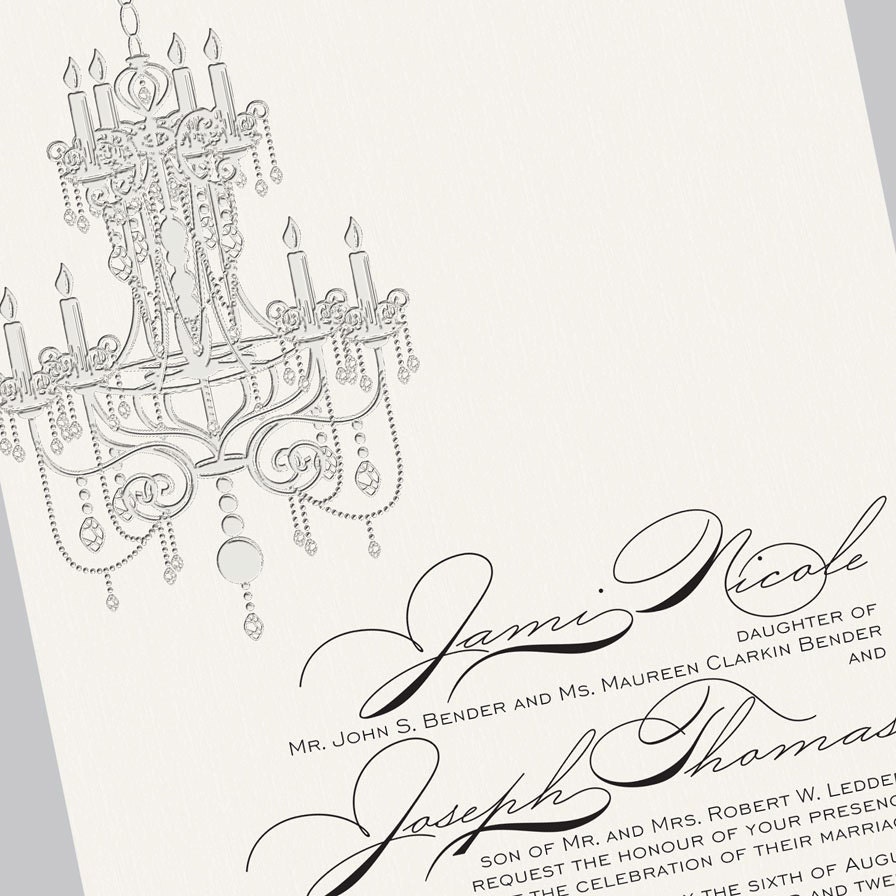 Letterpress Wedding Invitation - Chandelier