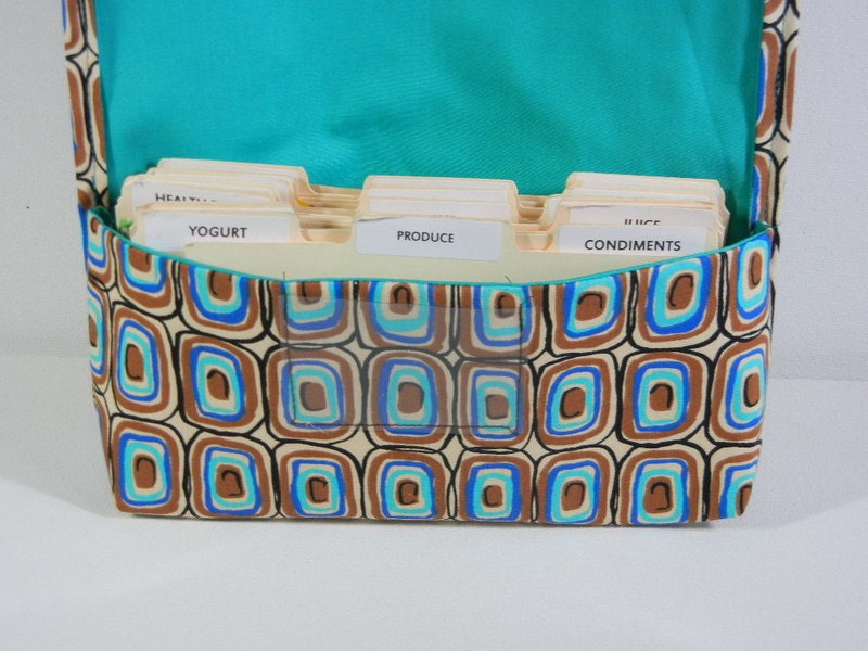 Coupon Organizer Rectangles in Blue and Brown Heavy Duty Fabric