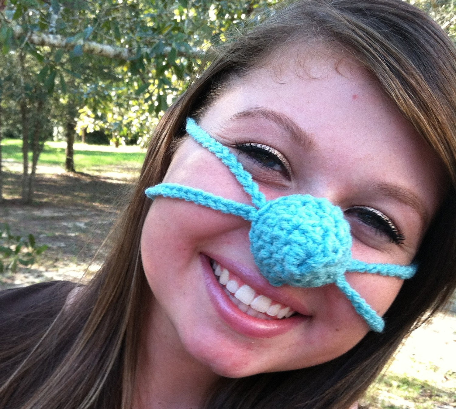 Aqua Nose Warmer, Nose Cozy, Crochet, Tween, Teen, Adult, Gag Gift, Nose Mitten