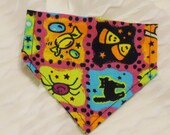 Dog Bandana with Spider Cat & Candy Corn in Dog Collar Style in XS