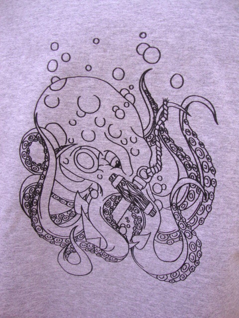 Octopus anchor bubbles screenprinted  TShirts