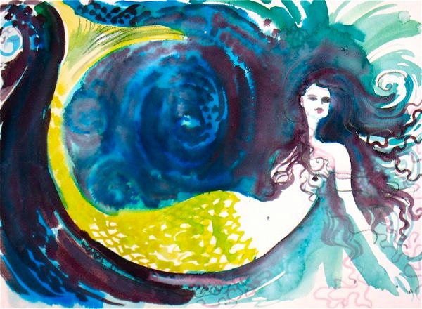 Mermaid Jacqueline- Digital Art Print by Gretchen Kelly