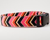 Pink Chevron Handmade Dog Collar