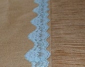 Burlap Tablecloth and Aqua Lace