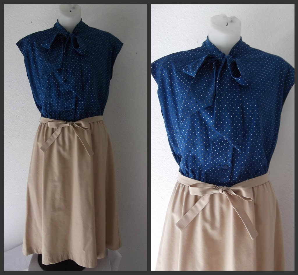 polka dot dress - 1970s dress - Small - Medium