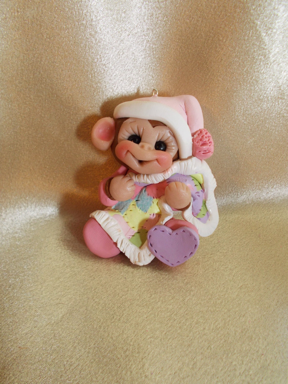monkey Christmas ornament  childrens cake topper baby shower gift polymer clay