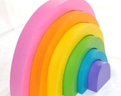 Kids Wooden Toy,  Bright Rainbow Stacker / Waldorf Toys