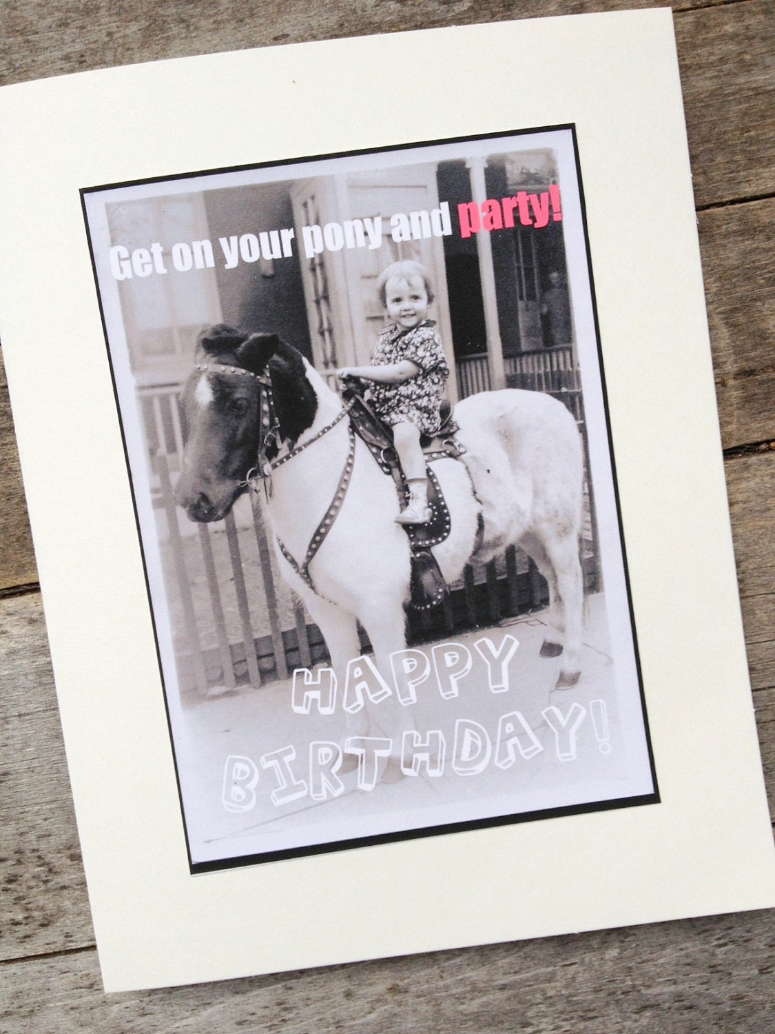 Party Pony birthday card, funny birthday card