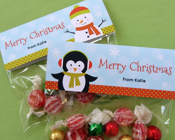 Winter Friends Christmas Treat Bag Toppers Personalized Printable (Digital File) Il_570xn